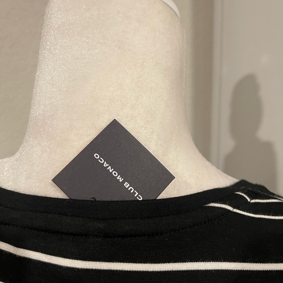 NWT Club Monaco striped square neck knit dress robe with waist tie - Picture 12 of 12